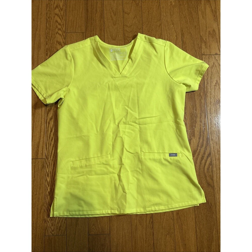 Figs Catarina Scrub Top “Serving Lime” Neon Yellow Green Womens Medium